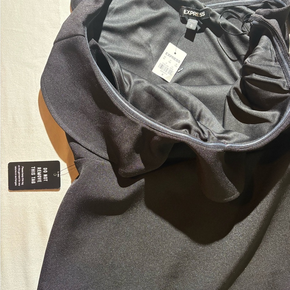 Express Black Asymmetrical Ruffle Dress - Picture 4 of 9